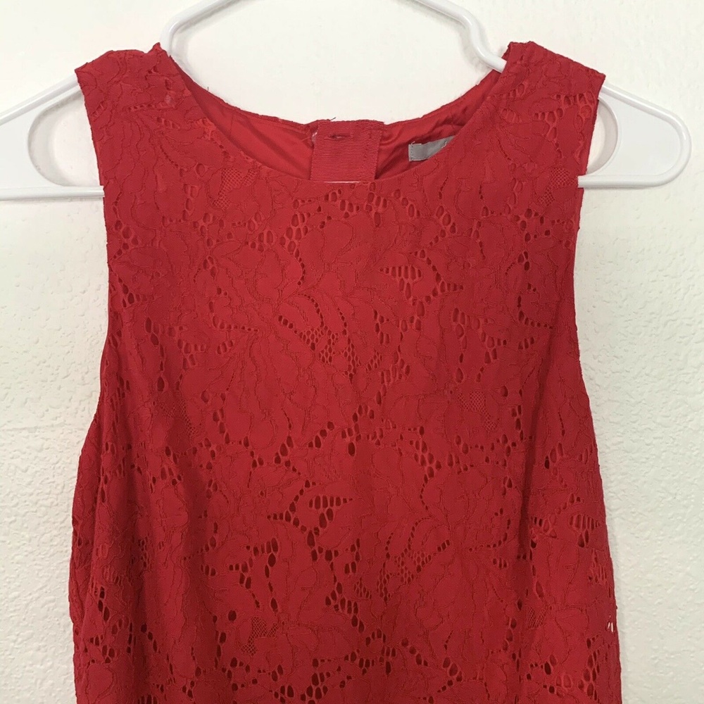 H&M Red Floral Lace Ruffle Drop Waist Dress - Picture 3 of 8
